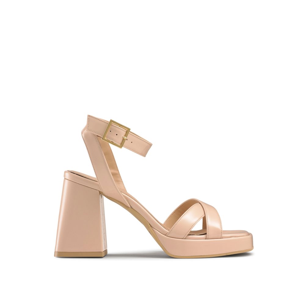 Beige Russell And Bromley Groovybaby Platform Women\'s Heels Sandals | CA-0328N