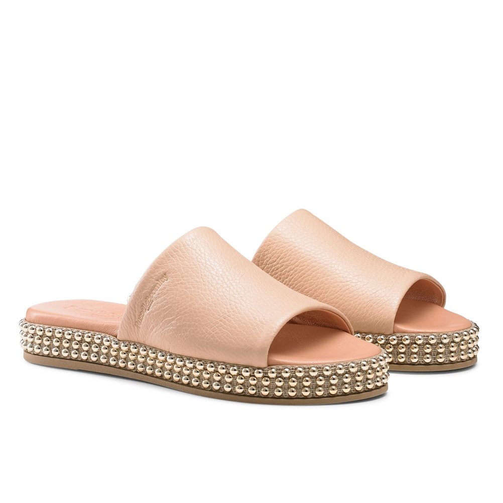 Beige Russell And Bromley Moneypot Women's Flat Sandals | CA-1843S