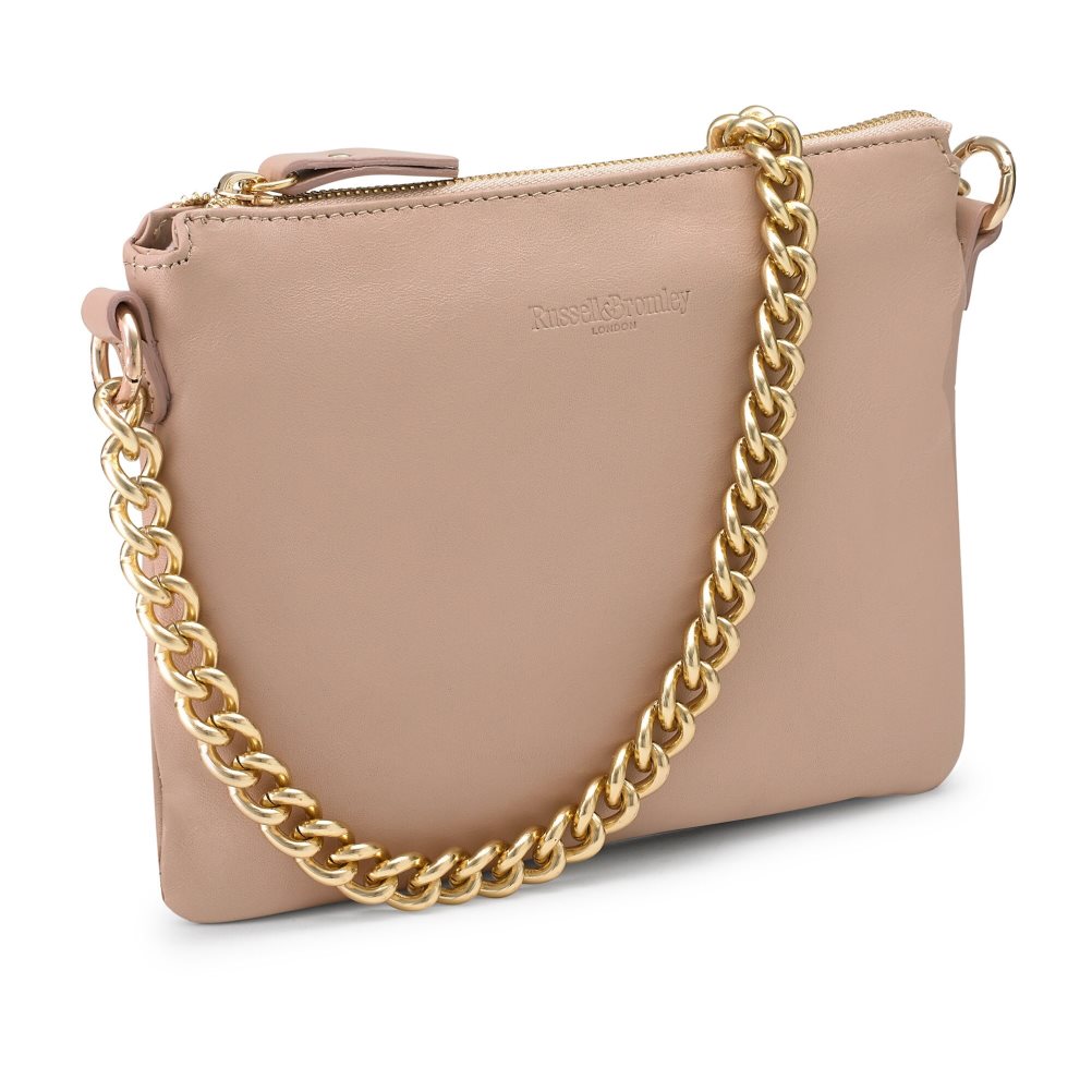 Beige Russell And Bromley On Point Chain Zip Pouch Women's Shoulder Bags | CA-2765I