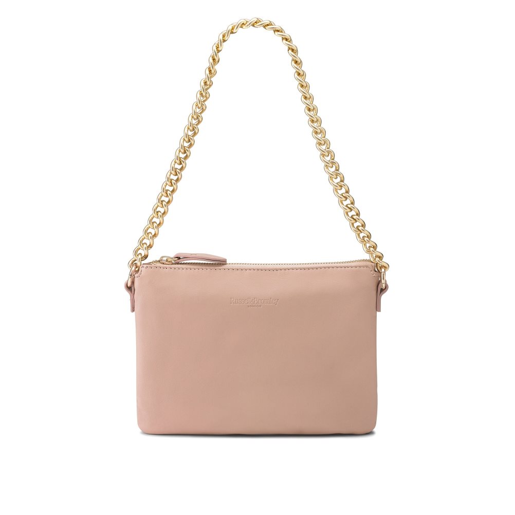 Beige Russell And Bromley On Point Chain Zip Pouch Women's Shoulder Bags | CA-2765I