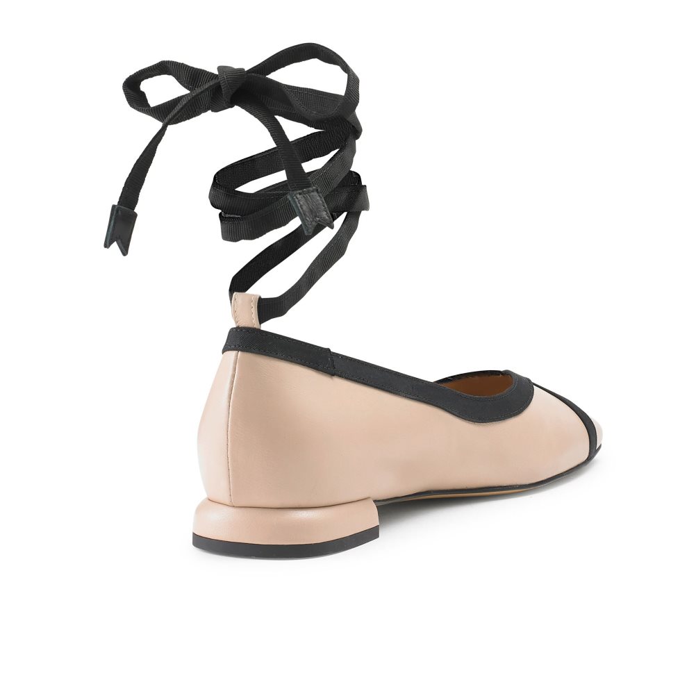 Beige Russell And Bromley Pirouette Ankle Tie Women's Ballet Flats | CA-8123T