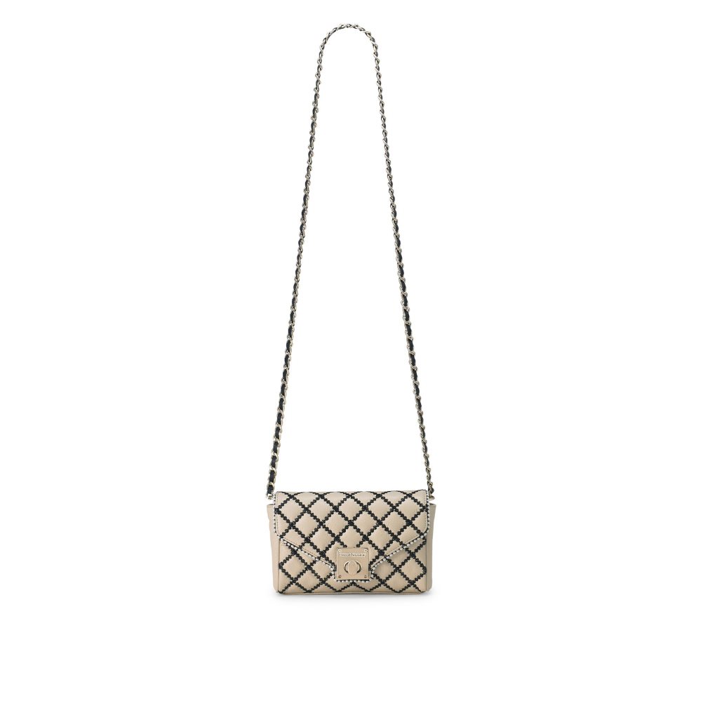 Beige Russell And Bromley Promenade Mini Chain Women's Crossbody Bags | CA-0869X