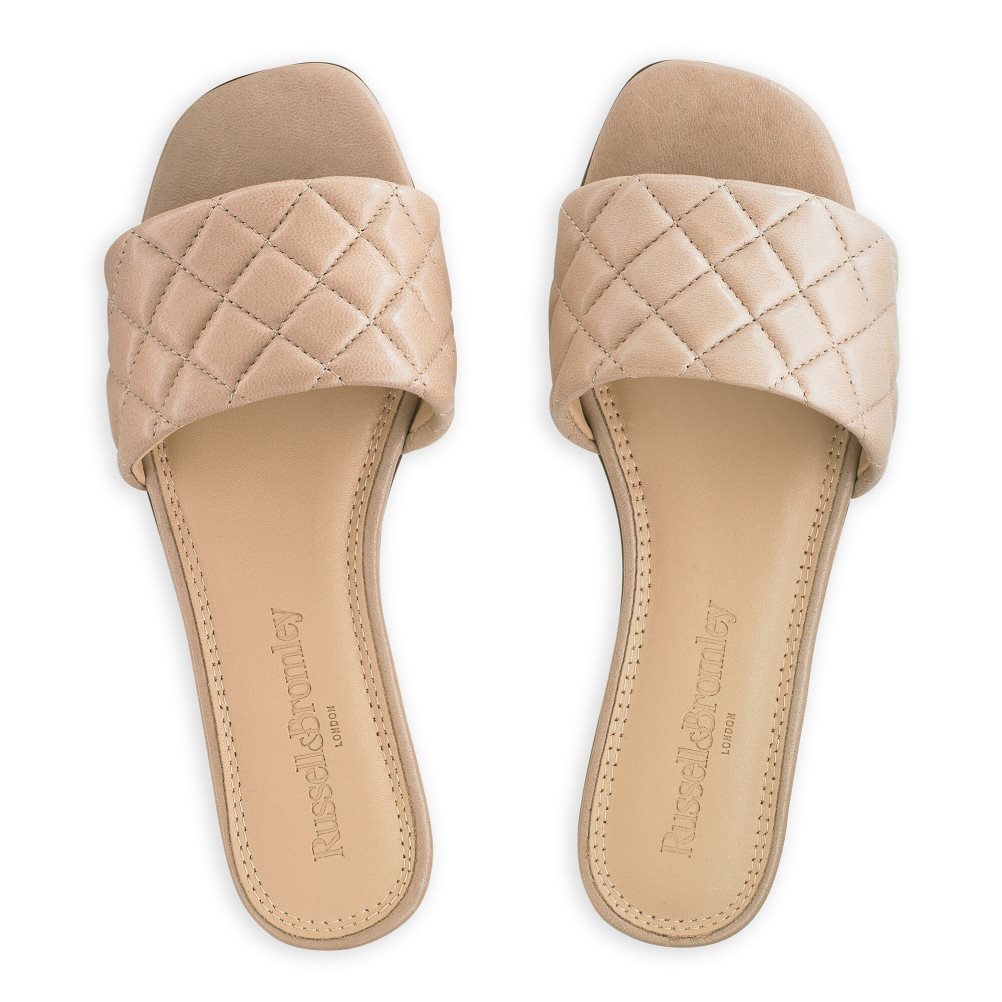 Beige Russell And Bromley Quilted Women's Flat Sandals | CA-8947B
