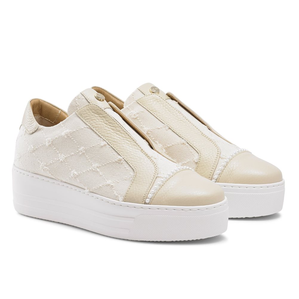 Beige Russell And Bromley Seawalk Laceless Women's Platform Shoes | CA-0562Q