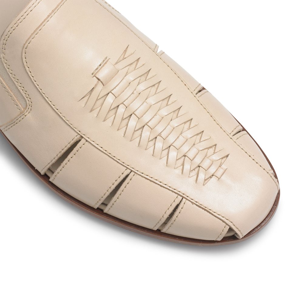 Beige Russell And Bromley Southend Weave Detail Slip On Men's Casual Shoes | CA-3976R