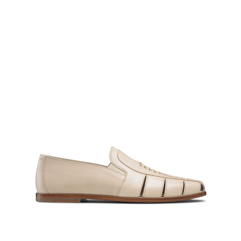Beige Russell And Bromley Southend Weave Detail Slip On Men\'s Casual Shoes | CA-3976R