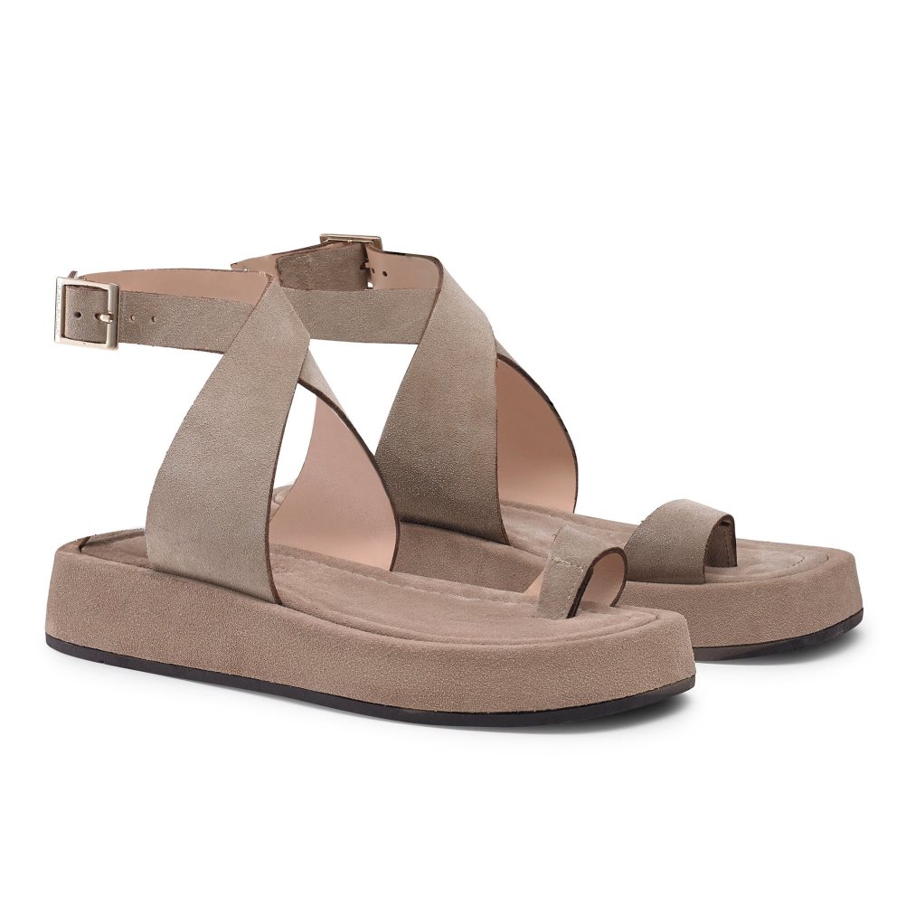 Beige Russell And Bromley Toetally Women's Flat Sandals | CA-2647H
