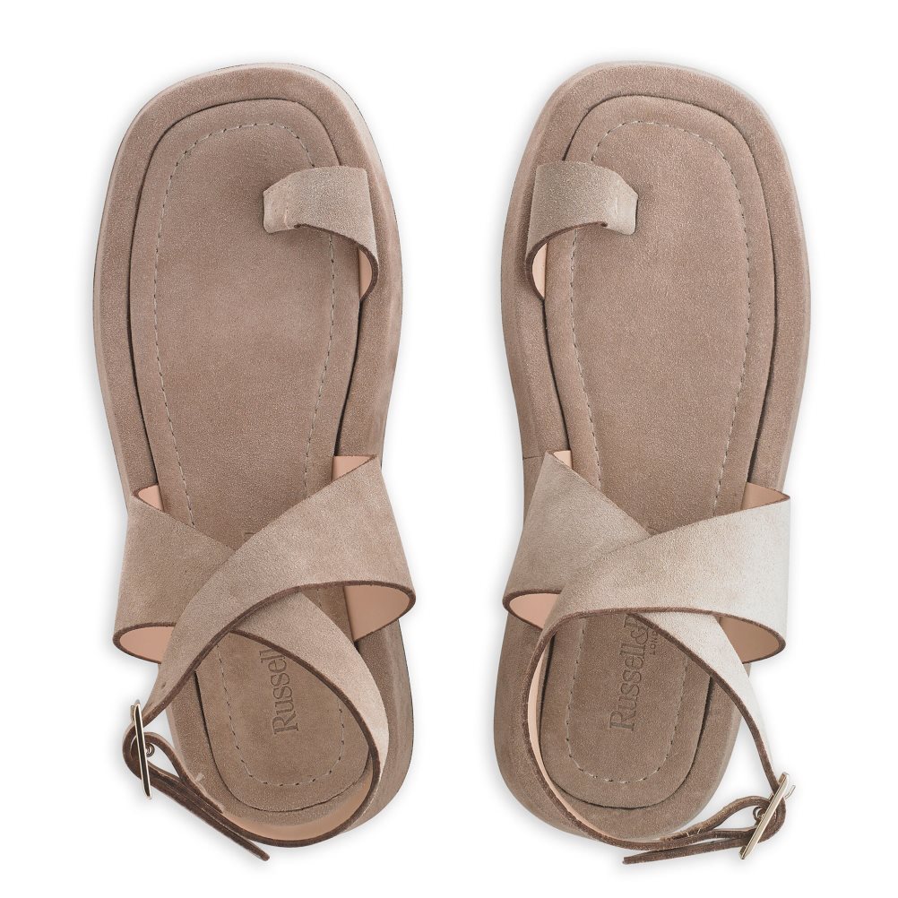 Beige Russell And Bromley Toetally Women's Flat Sandals | CA-2647H