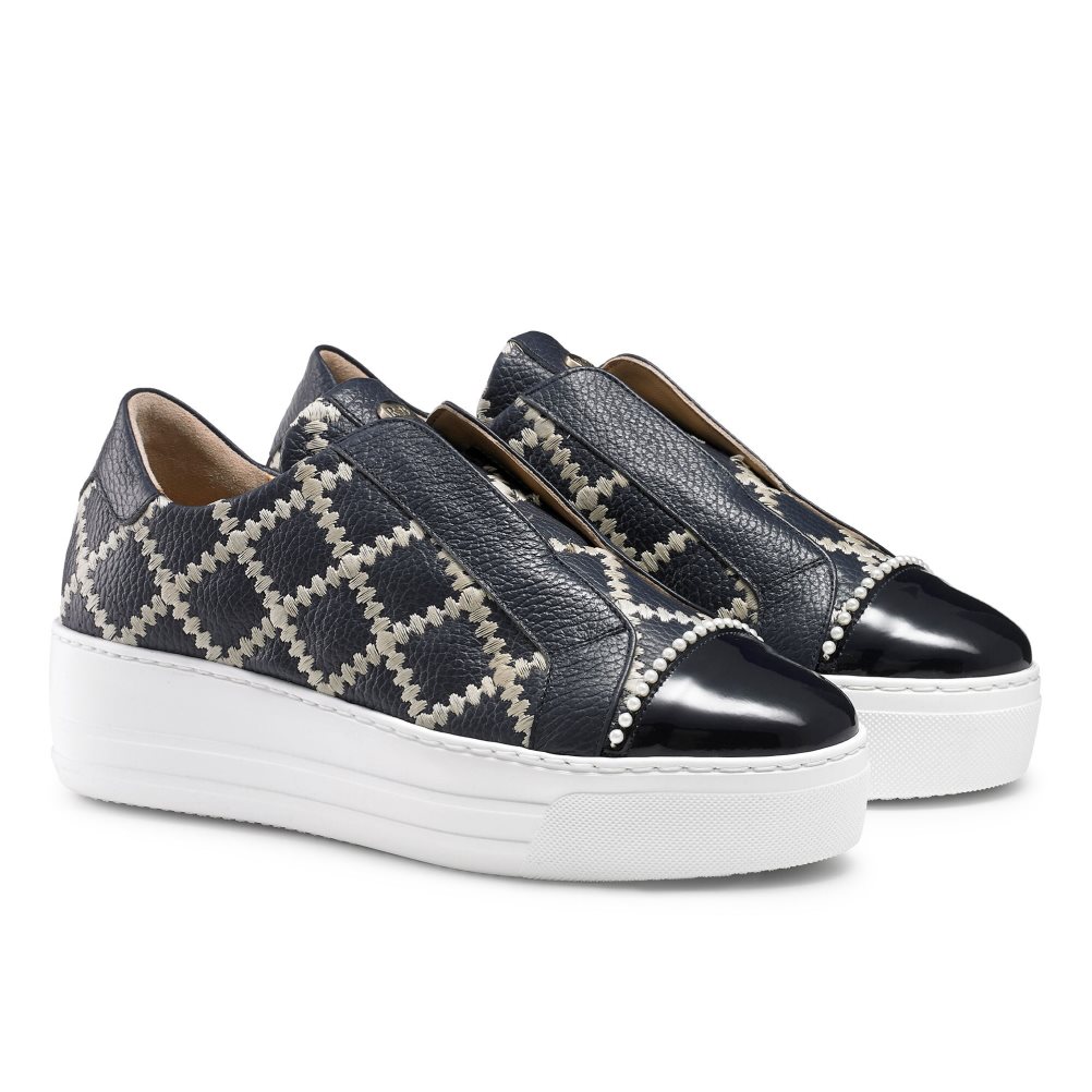 Black / Navy Russell And Bromley Seawalk Laceless Women's Platform Shoes | CA-9756P
