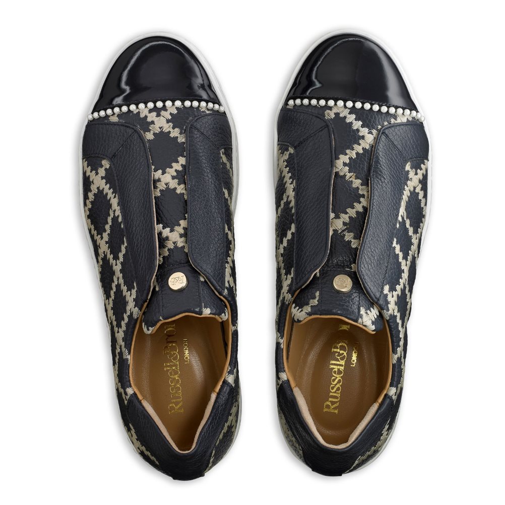 Black / Navy Russell And Bromley Seawalk Laceless Women's Platform Shoes | CA-9756P