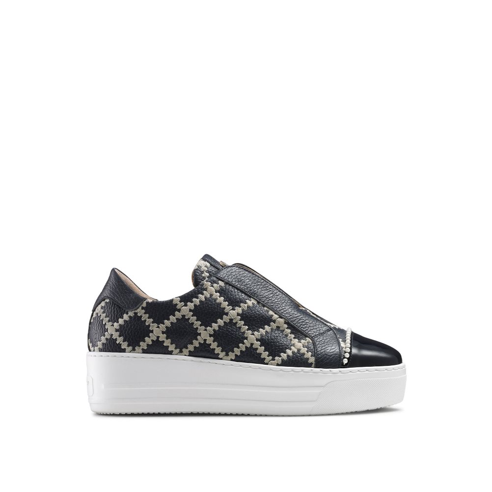 Black / Navy Russell And Bromley Seawalk Laceless Women\'s Platform Shoes | CA-9756P