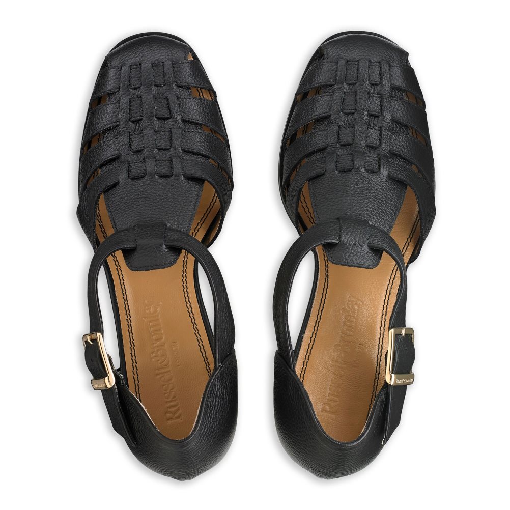 Black Russell And Bromley Amalfi Fisherman Block Women's Heels Sandals | CA-5304G