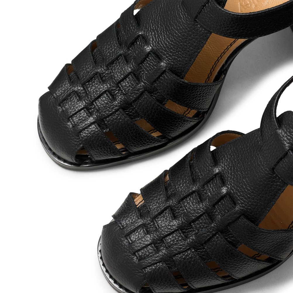 Black Russell And Bromley Amalfi Fisherman Block Women's Heels Sandals | CA-5304G