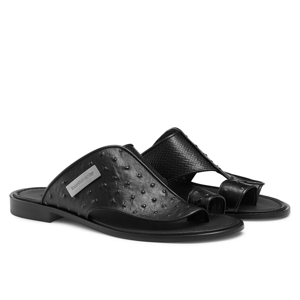 Black Russell And Bromley Arabian Men's Toe-Post Sandals | CA-1873Z