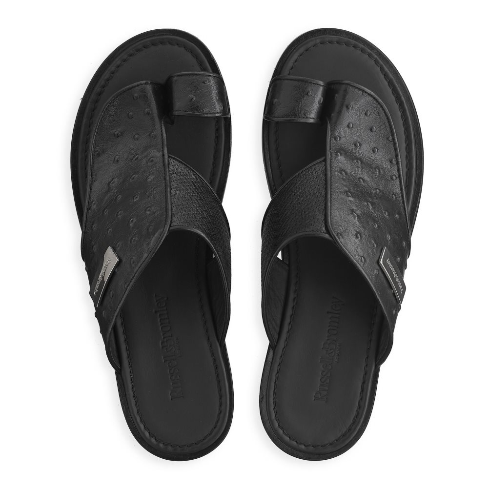 Black Russell And Bromley Arabian Men's Toe-Post Sandals | CA-1873Z