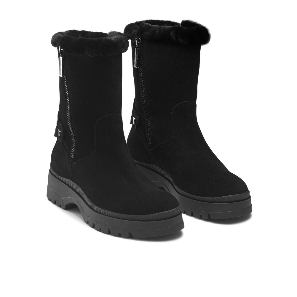 Black Russell And Bromley Arctic Shearling Lined Stomper Women's Ankle Boots | CA-9573Z