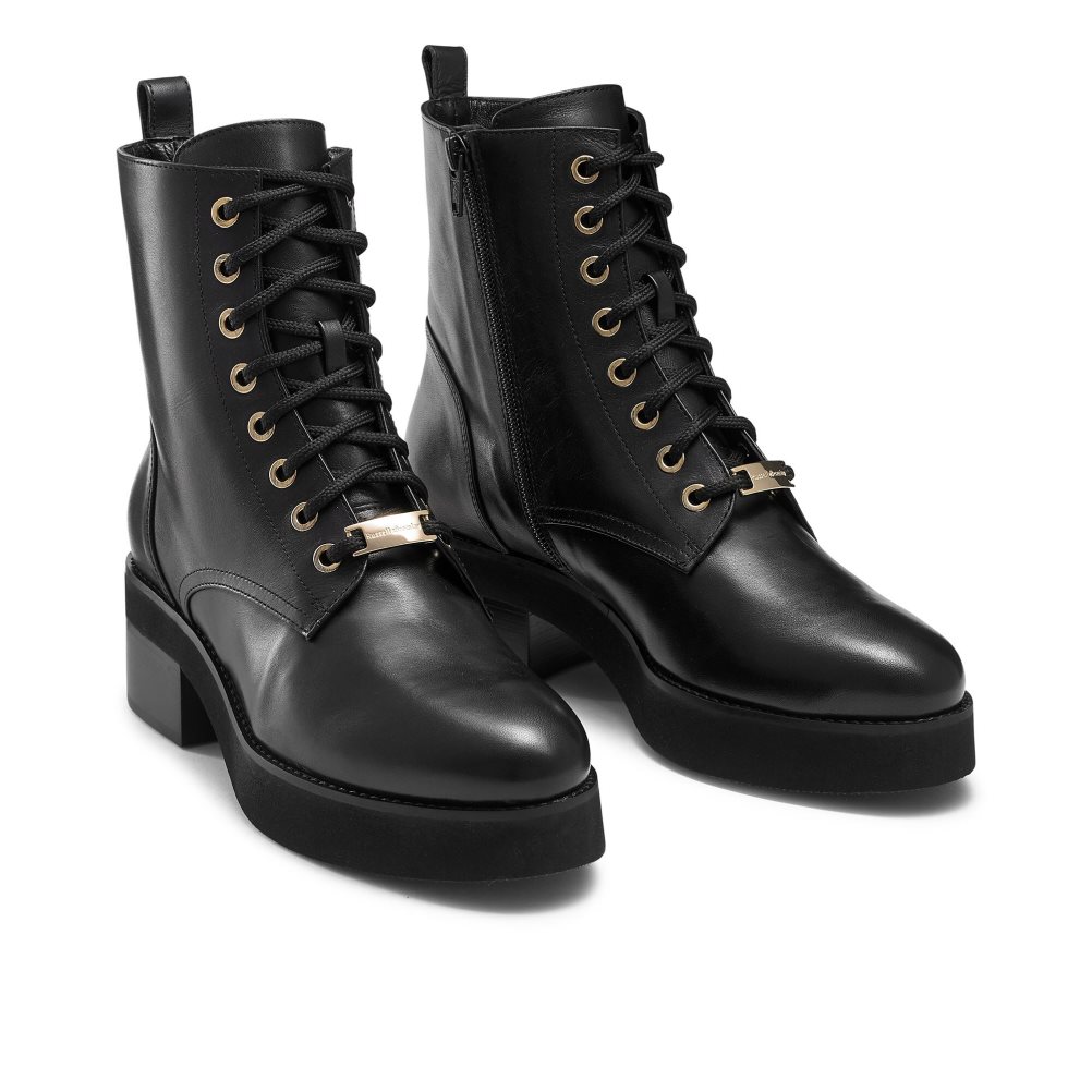 Black Russell And Bromley Atom Lace-up Women's Ankle Boots | CA-1957G