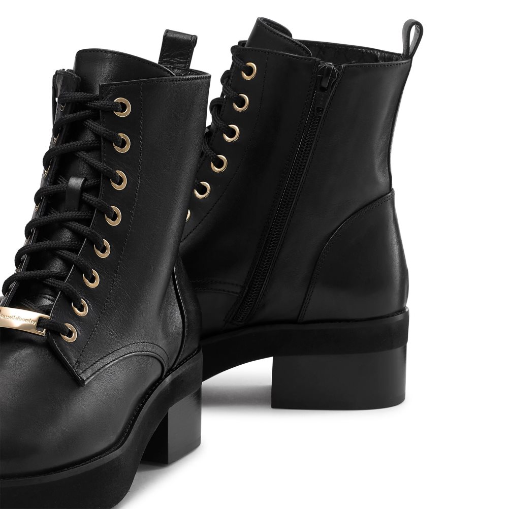 Black Russell And Bromley Atom Lace-up Women's Ankle Boots | CA-1957G