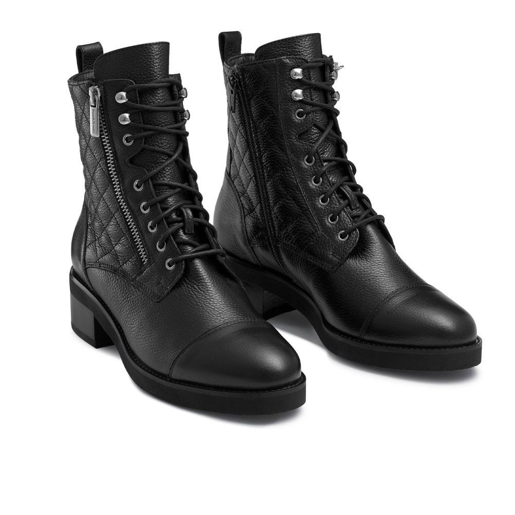 Black Russell And Bromley Atomic Quilted Stomper Women's Ankle Boots | CA-8163K