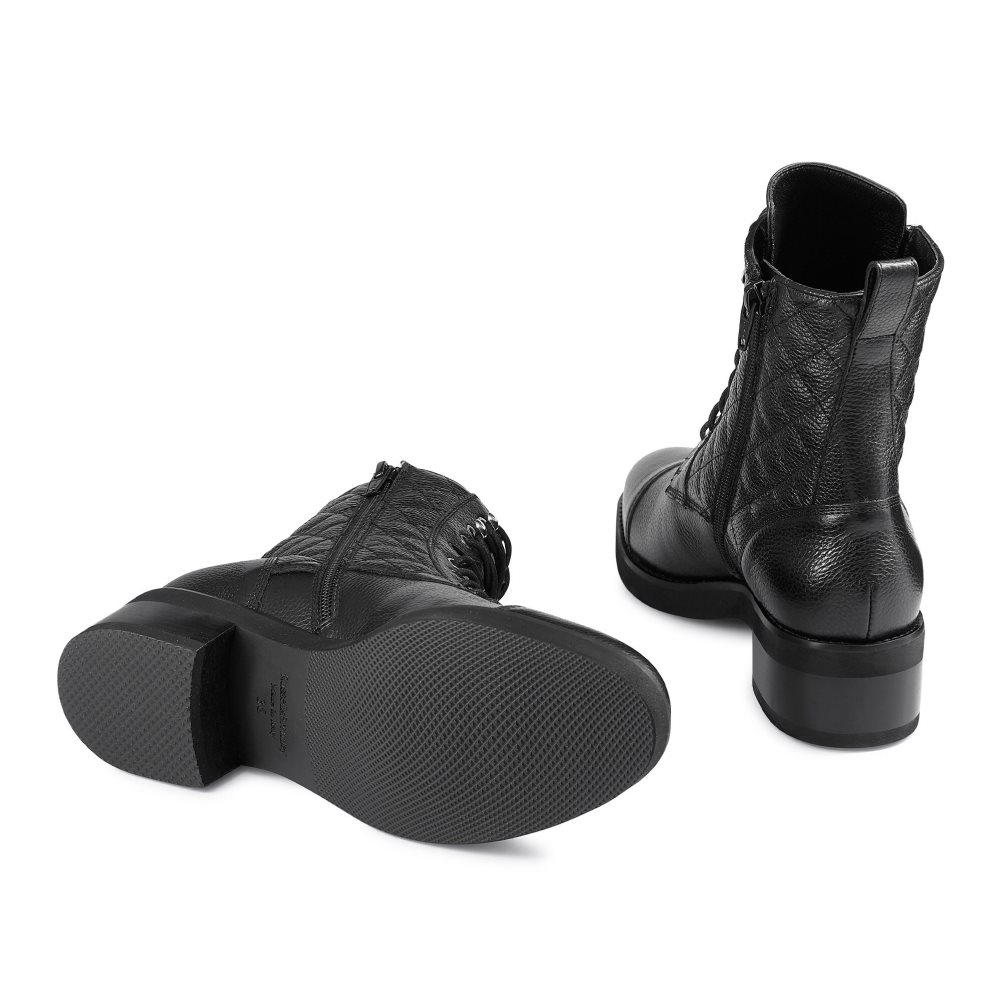 Black Russell And Bromley Atomic Quilted Stomper Women's Ankle Boots | CA-8163K