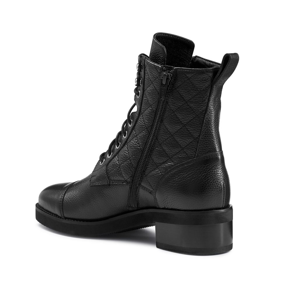 Black Russell And Bromley Atomic Quilted Stomper Women's Ankle Boots | CA-8163K