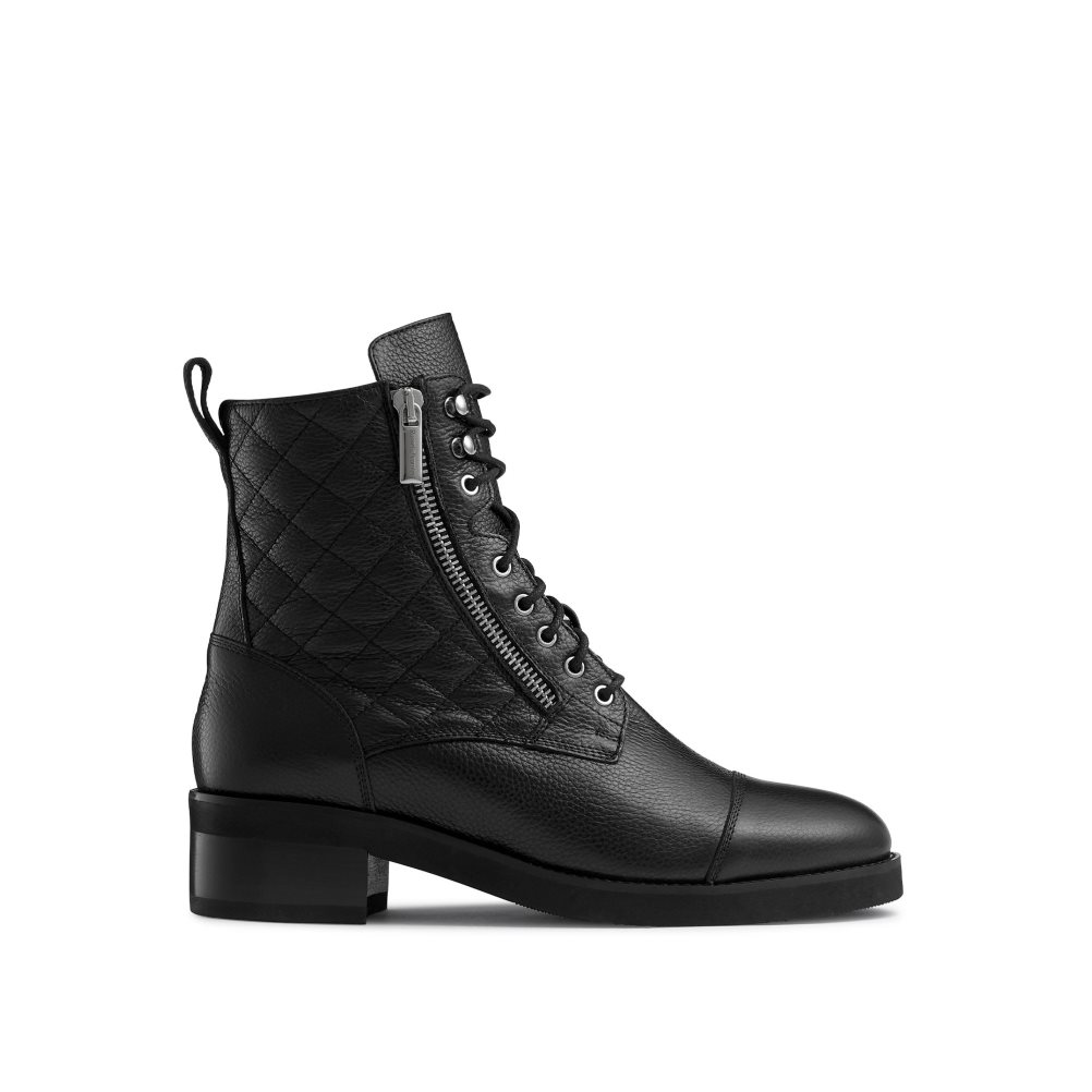 Black Russell And Bromley Atomic Quilted Stomper Women\'s Ankle Boots | CA-8163K
