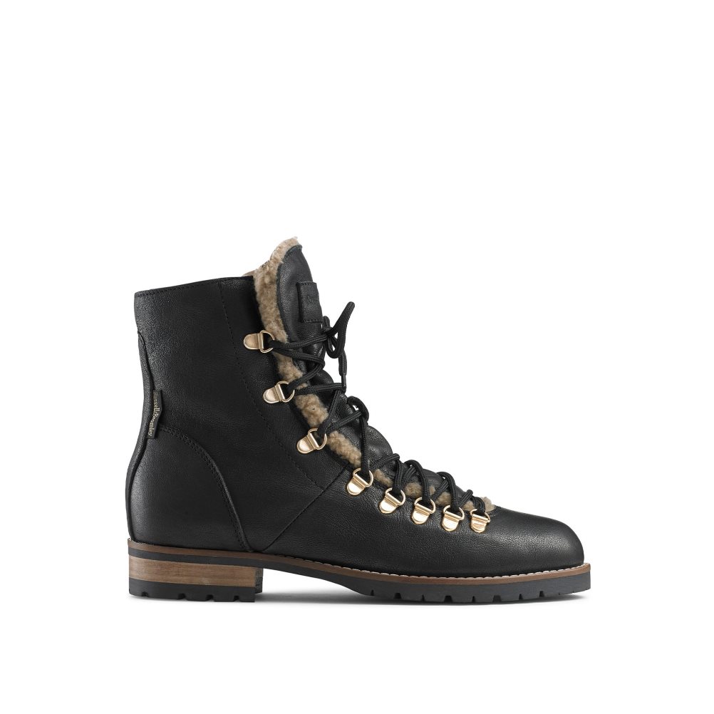 Black Russell And Bromley Bear Warm Lined Lace Up Women\'s Ankle Boots | CA-6974Z