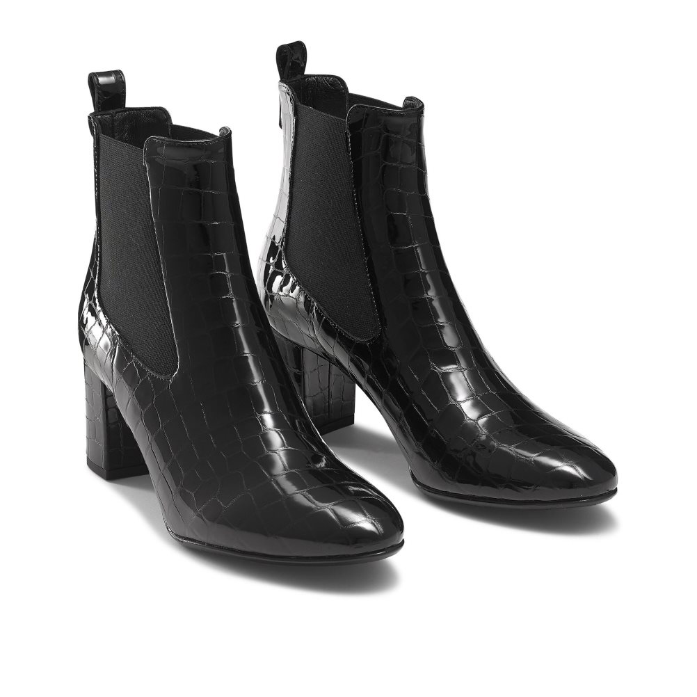 Black Russell And Bromley Beetle Block Heel Women's Chelsea Boots | CA-6238A