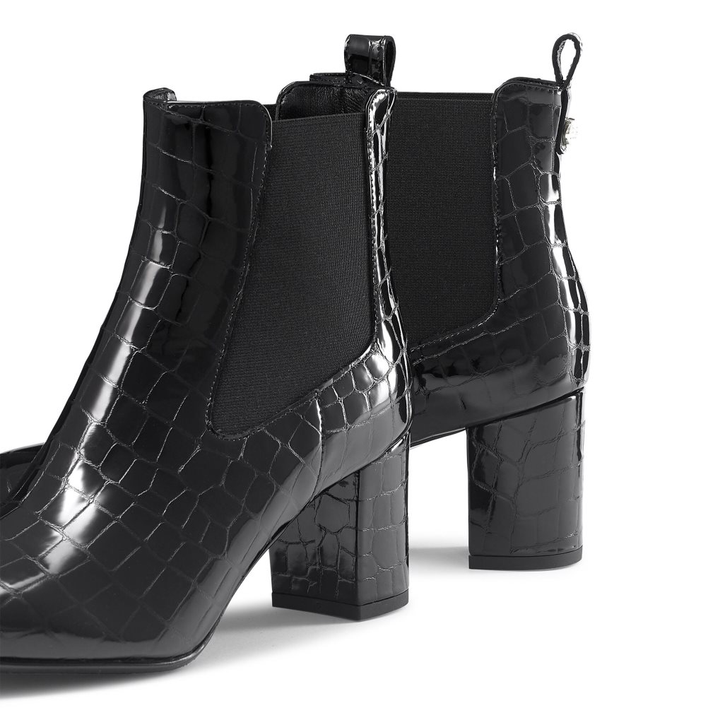 Black Russell And Bromley Beetle Block Heel Women's Chelsea Boots | CA-6238A