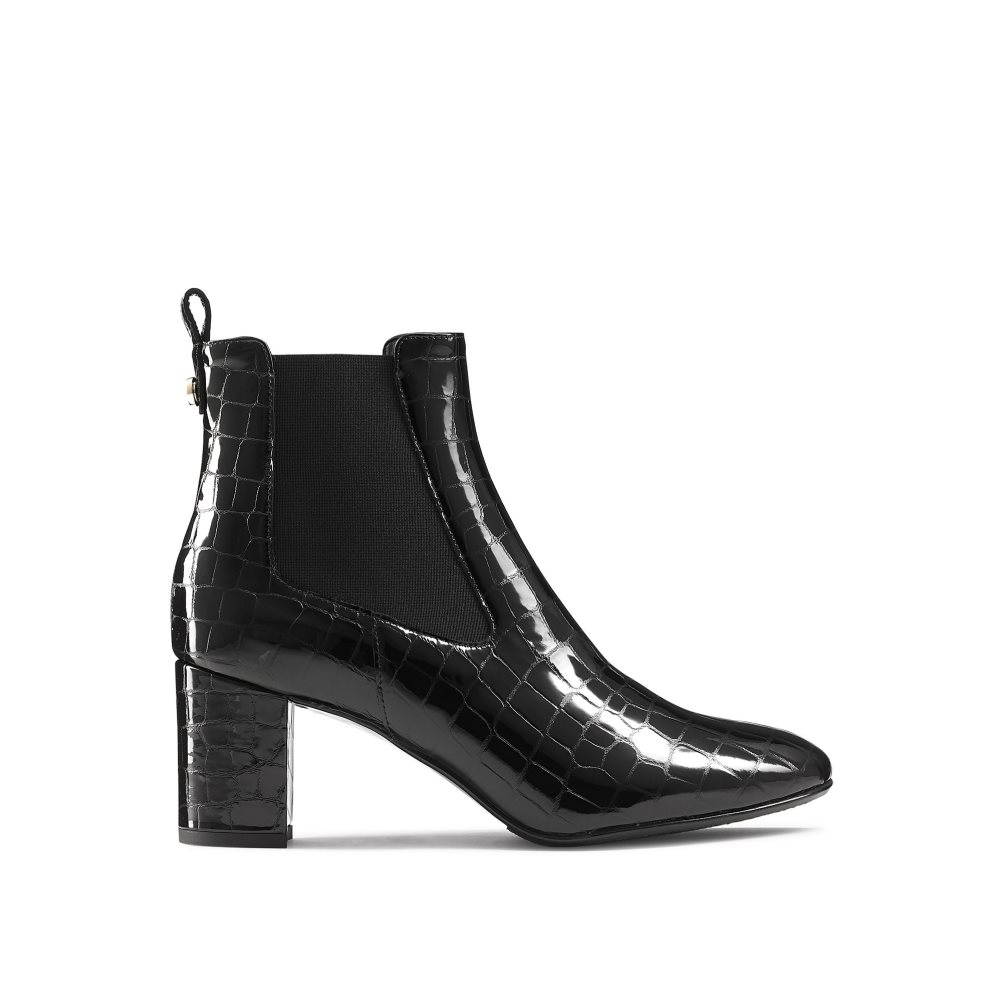 Black Russell And Bromley Beetle Block Heel Women\'s Chelsea Boots | CA-6238A