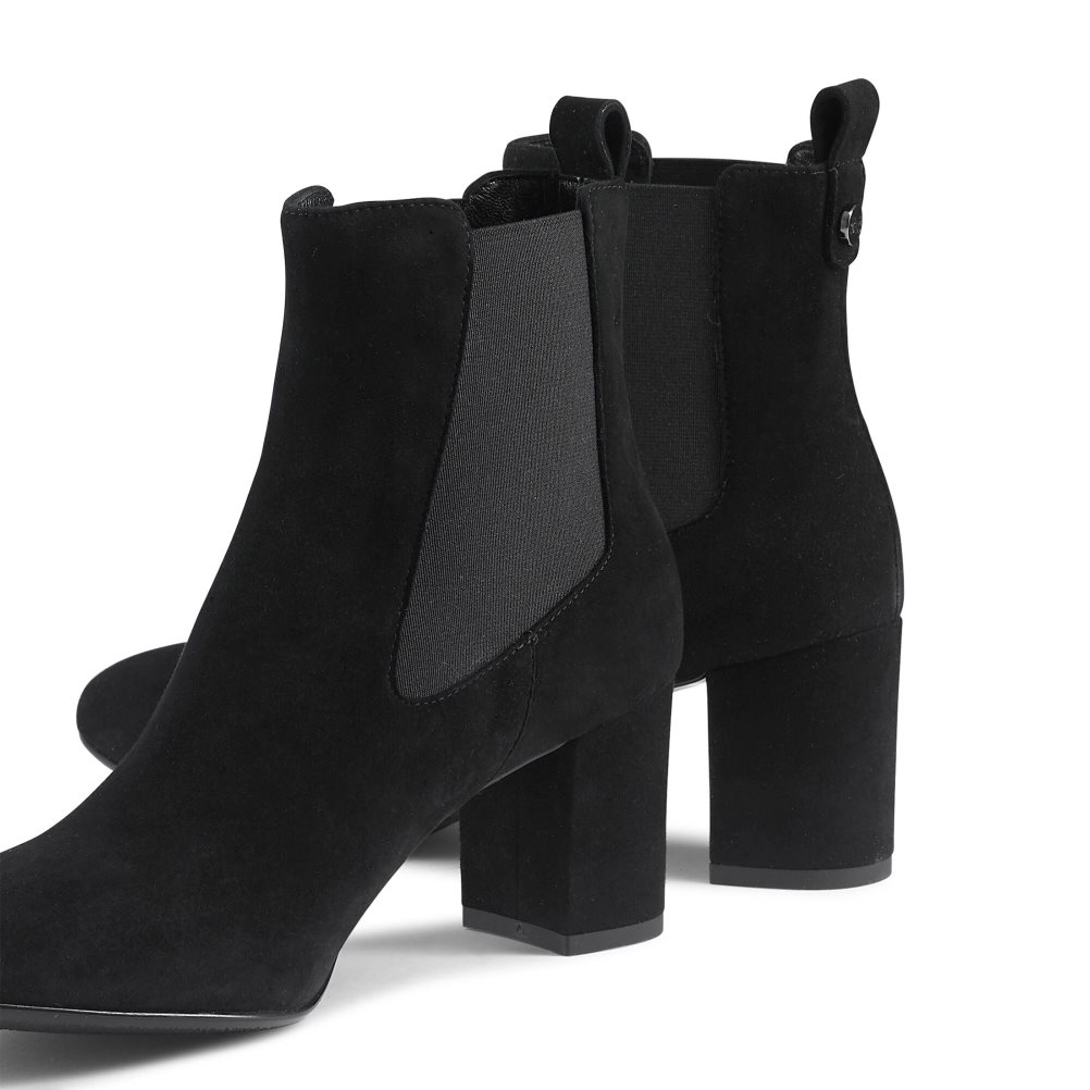 Black Russell And Bromley Beetle Block Heel Women's Chelsea Boots | CA-7032R