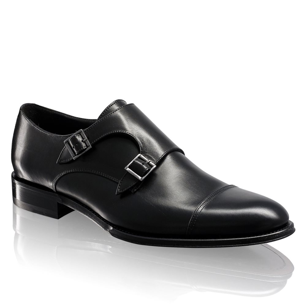 Black Russell And Bromley Birch Double Buckle Monk Men's Formal Shoes | CA-8960X