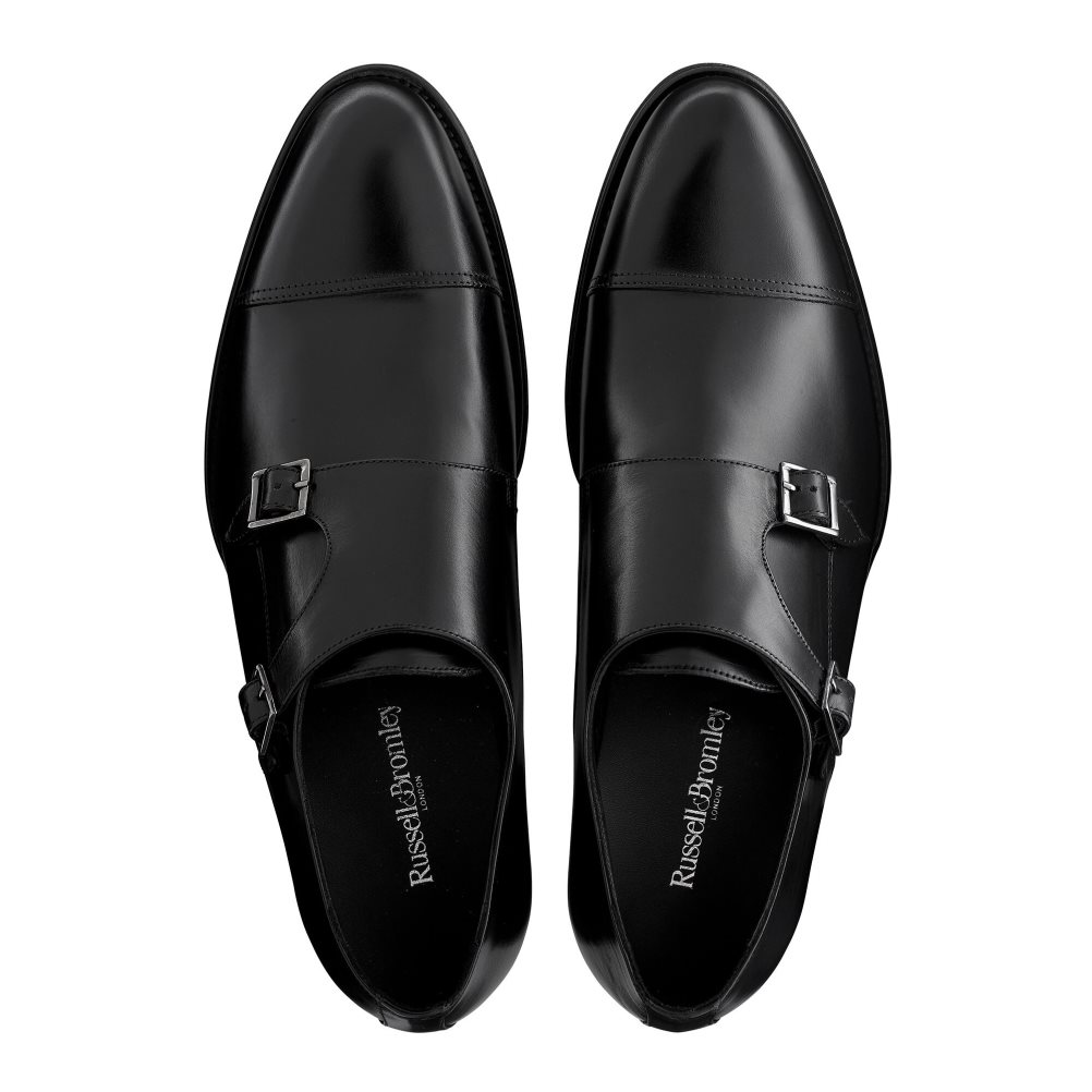 Black Russell And Bromley Birch Double Buckle Monk Men's Formal Shoes | CA-8960X