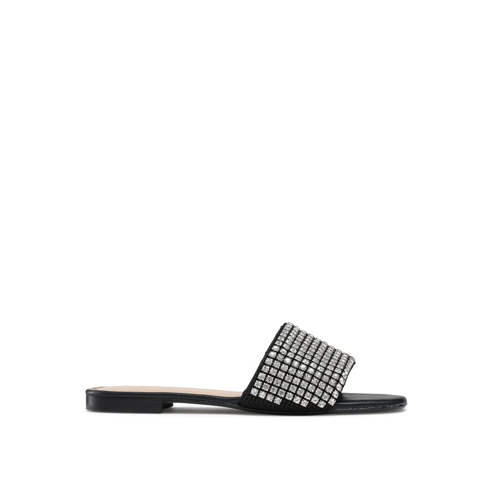 Black Russell And Bromley Blingmule Diamante Women\'s Slippers | CA-1236X