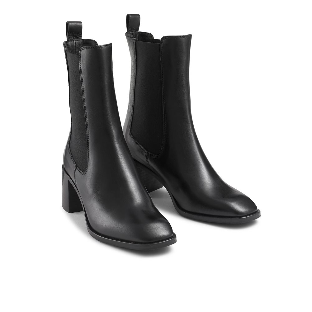 Black Russell And Bromley Bloomsbury Block Heel Women's Chelsea Boots | CA-8935S