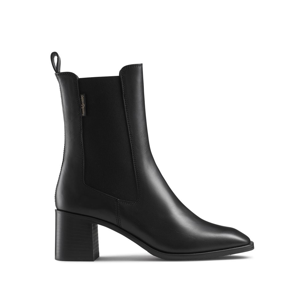 Black Russell And Bromley Bloomsbury Block Heel Women\'s Chelsea Boots | CA-8935S