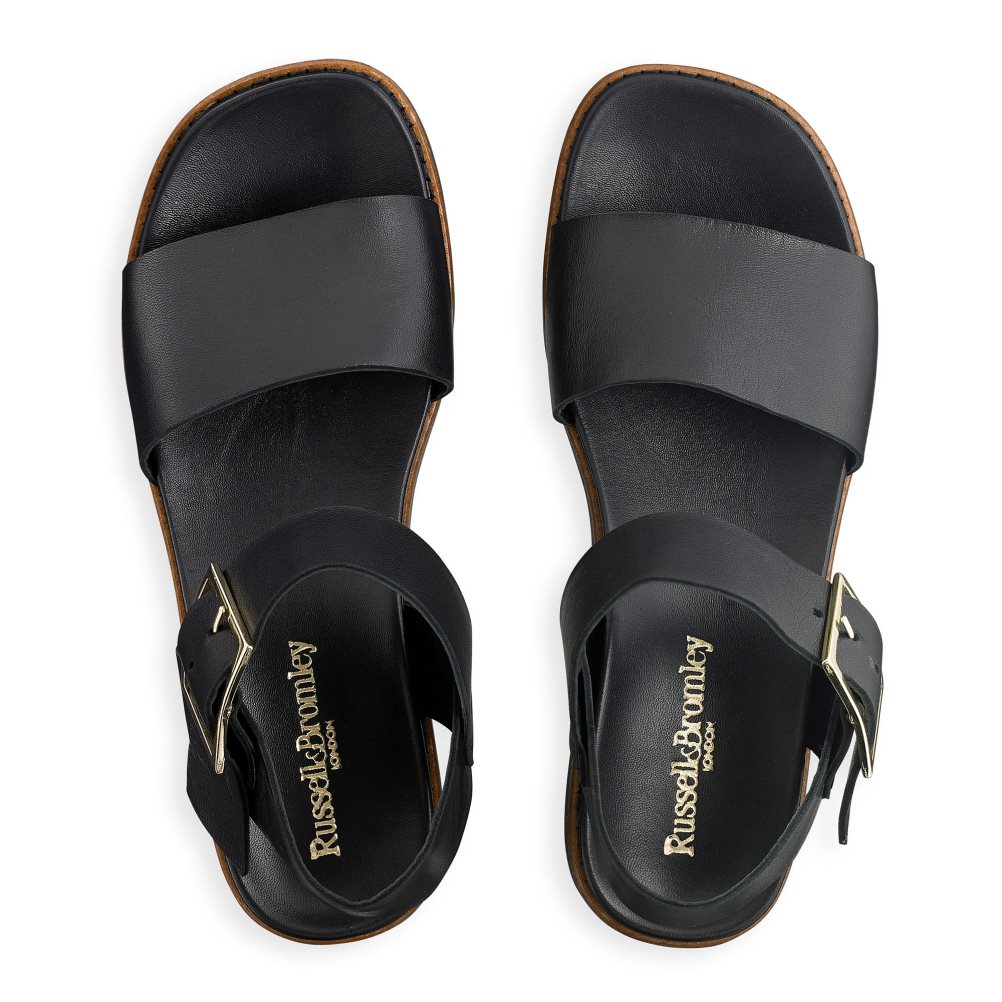 Black Russell And Bromley Boston Sporty Women's Flat Sandals | CA-3625A