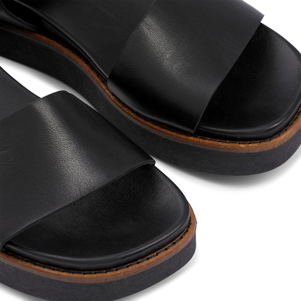 Black Russell And Bromley Boston Sporty Women's Flat Sandals | CA-3625A