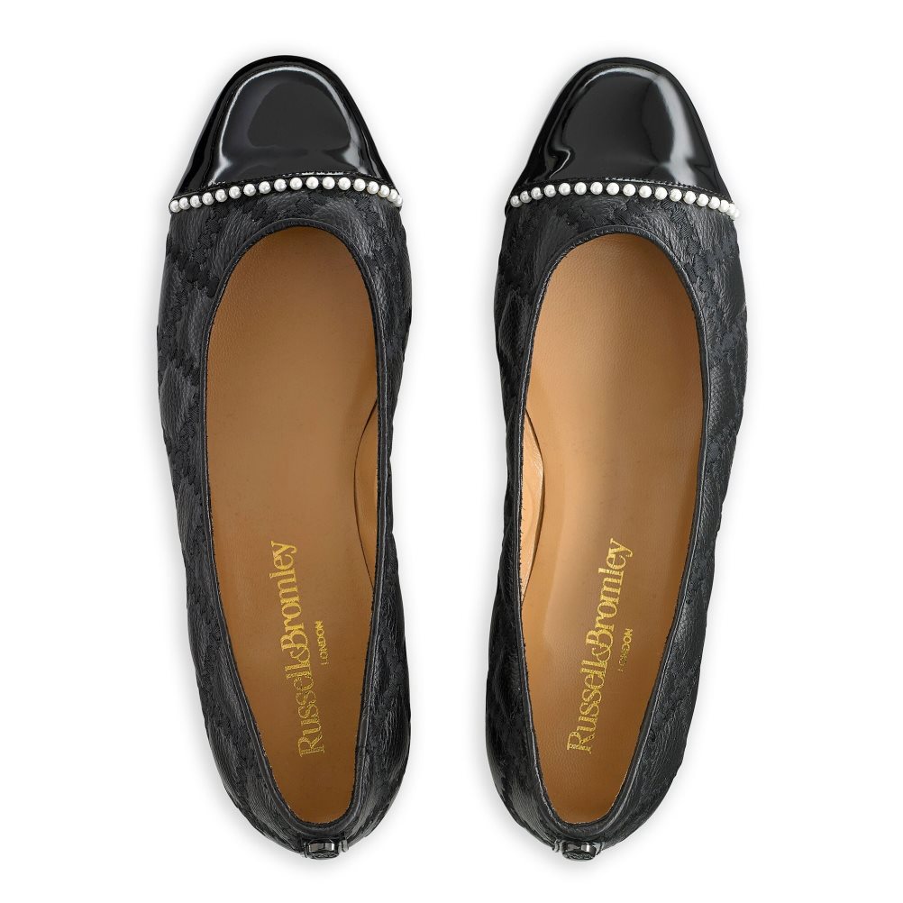 Black Russell And Bromley Boulevard Pearl Women's Ballet Flats | CA-6179O
