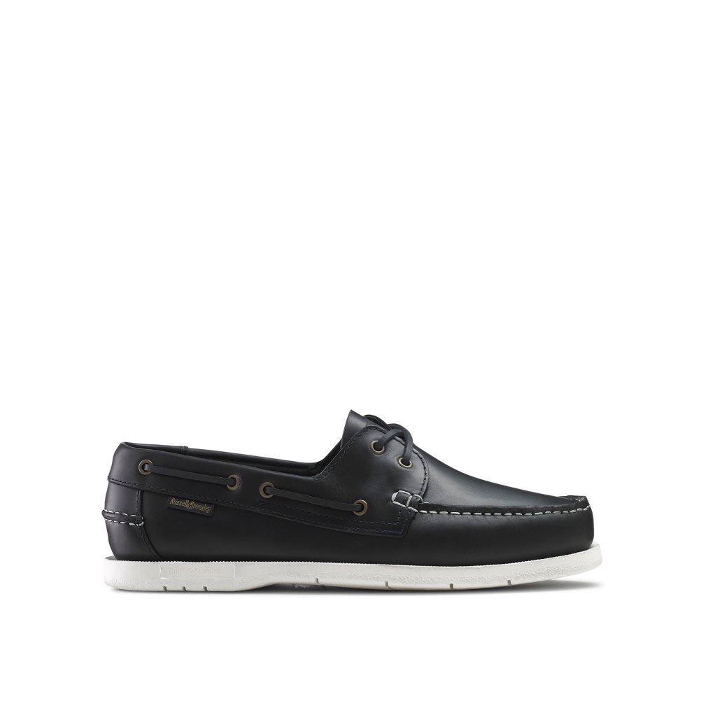 Black Russell And Bromley Bowline Waxy Leather Deck Men\'s Casual Shoes | CA-1830X
