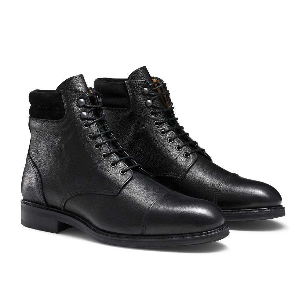 Black Russell And Bromley Brigade 6 Eyelet Lace Up Men's Ankle Boots | CA-1827E