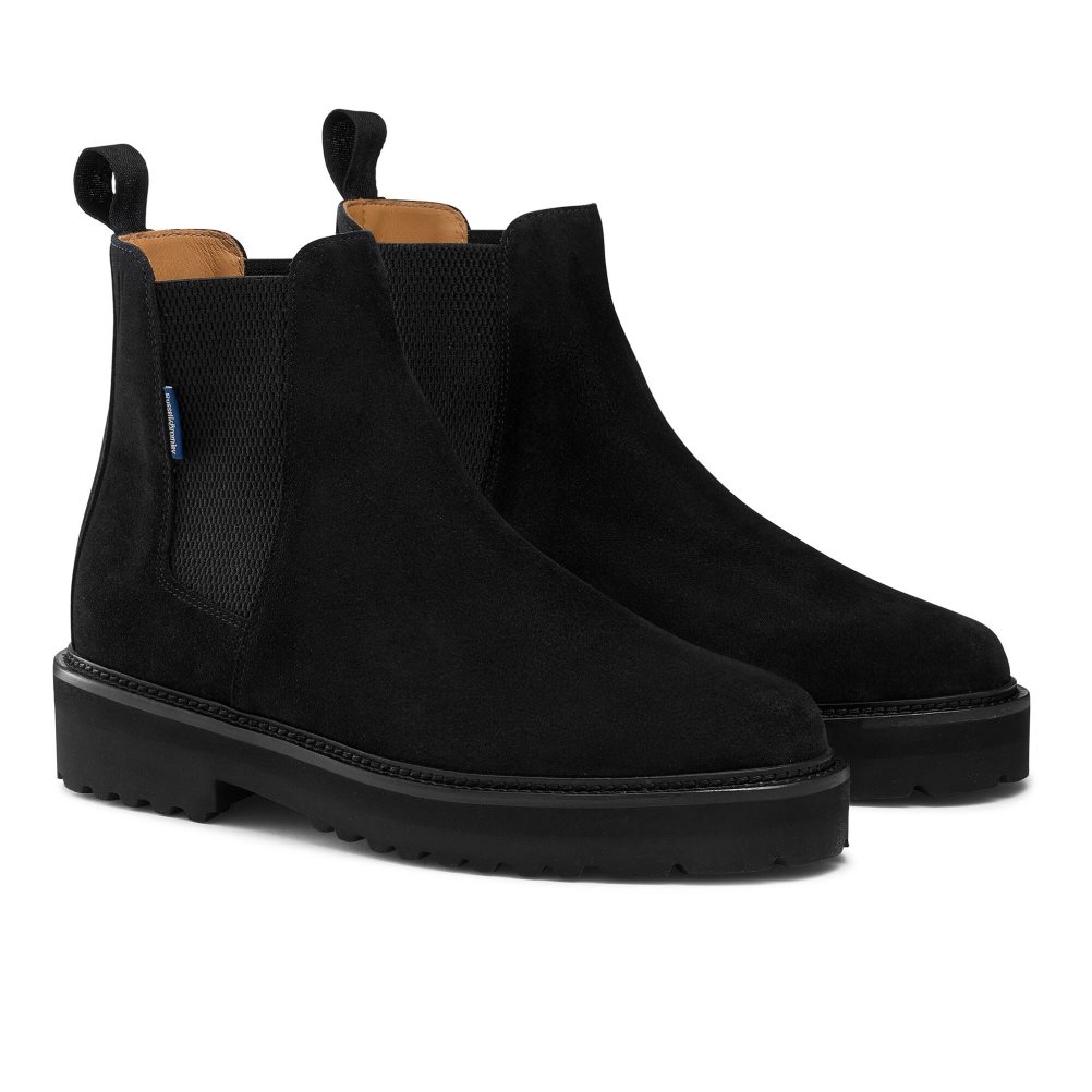 Black Russell And Bromley Bruton Cleated Sole Men's Chelsea Boots | CA-8590I
