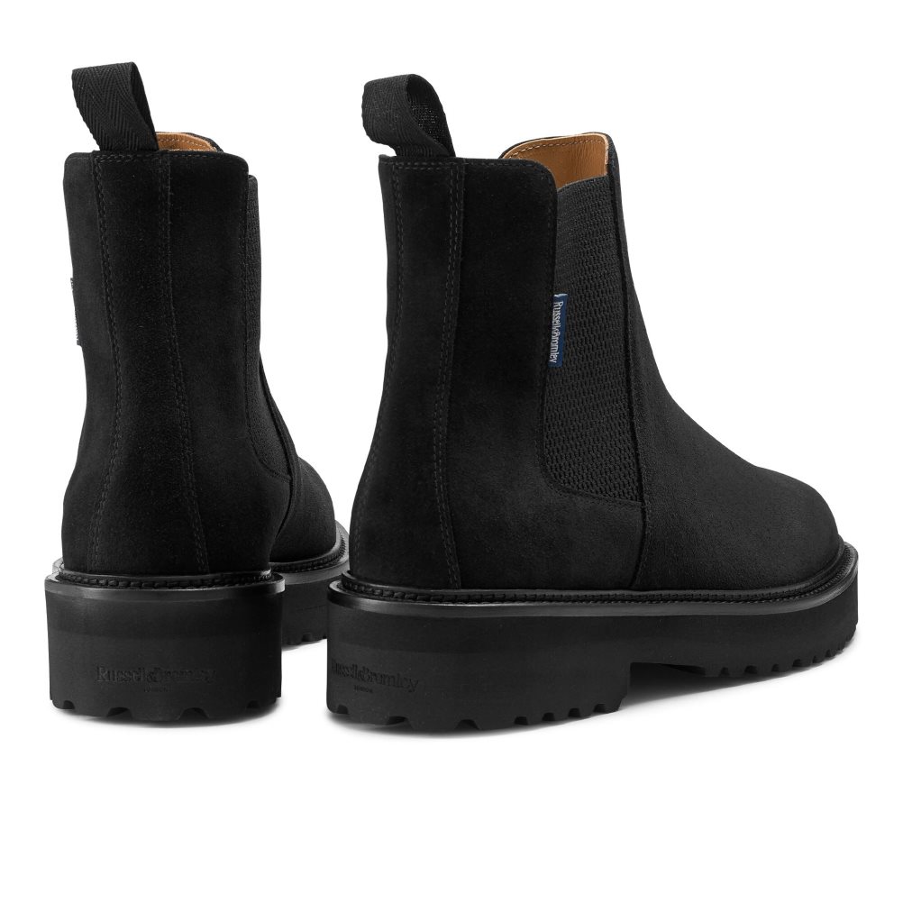 Black Russell And Bromley Bruton Cleated Sole Men's Chelsea Boots | CA-8590I