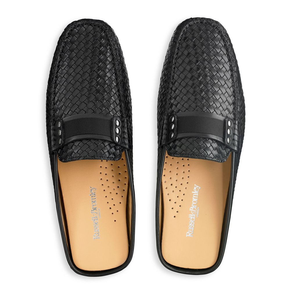 Black Russell And Bromley Cabriolet Backless Men's Loafers | CA-8014Y