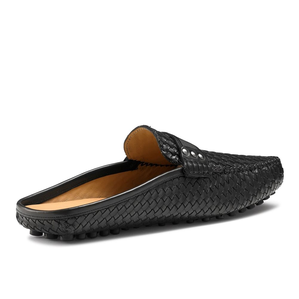 Black Russell And Bromley Cabriolet Backless Men's Loafers | CA-8014Y