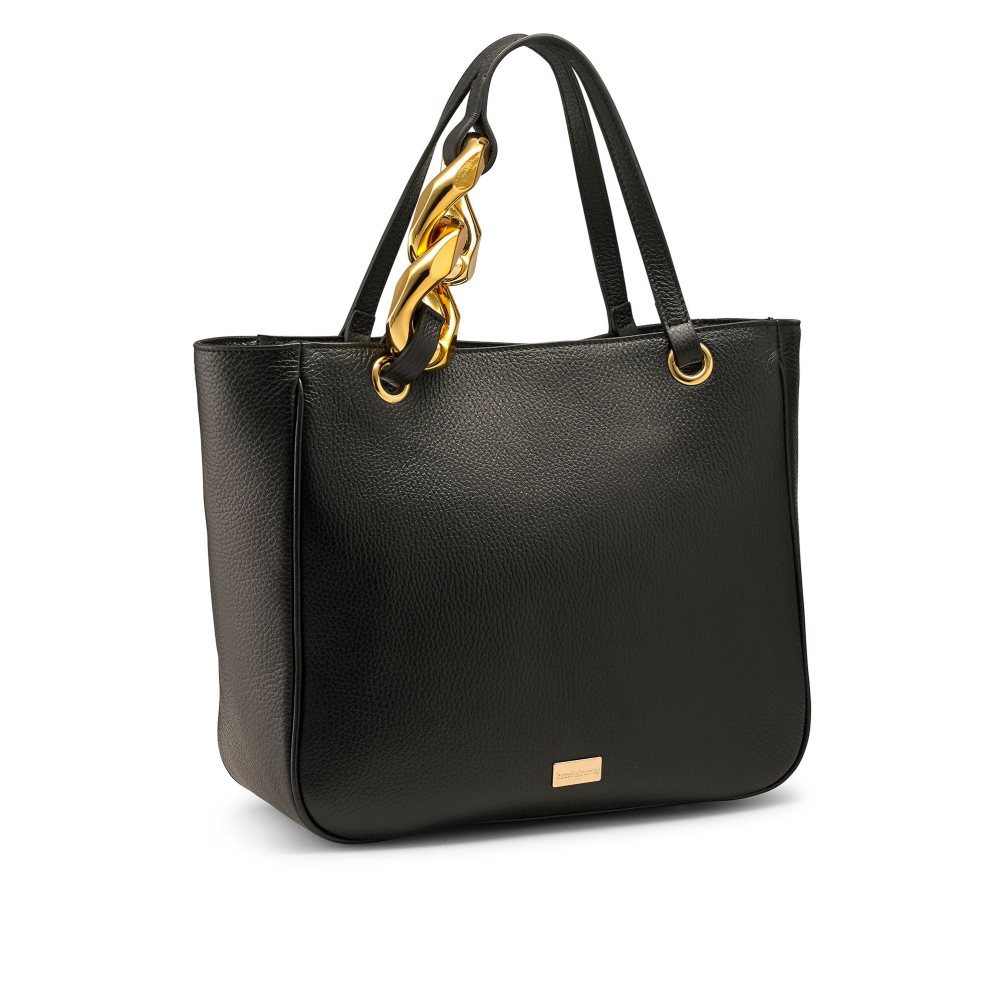 Black Russell And Bromley Chainy Chain Detail Top Women's Handbag | CA-2981U