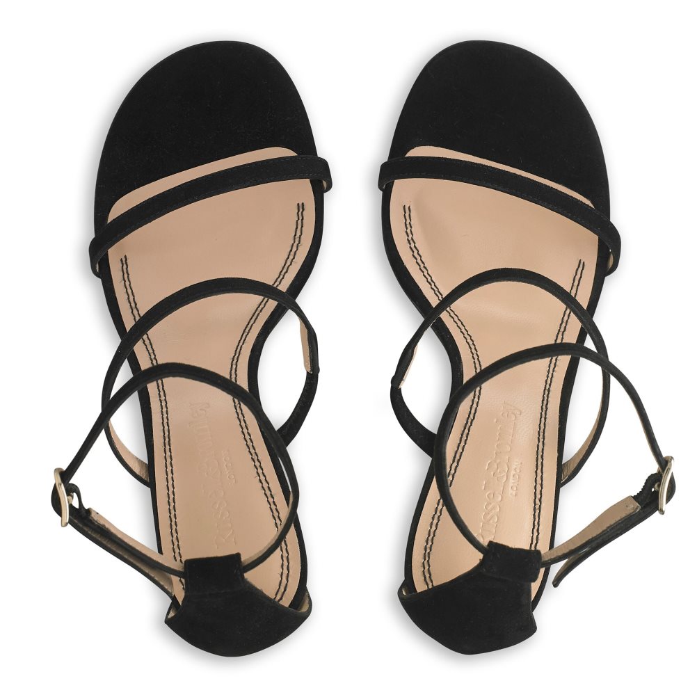 Black Russell And Bromley Chopsticks Triple Strap Women's Heels Sandals | CA-0741S