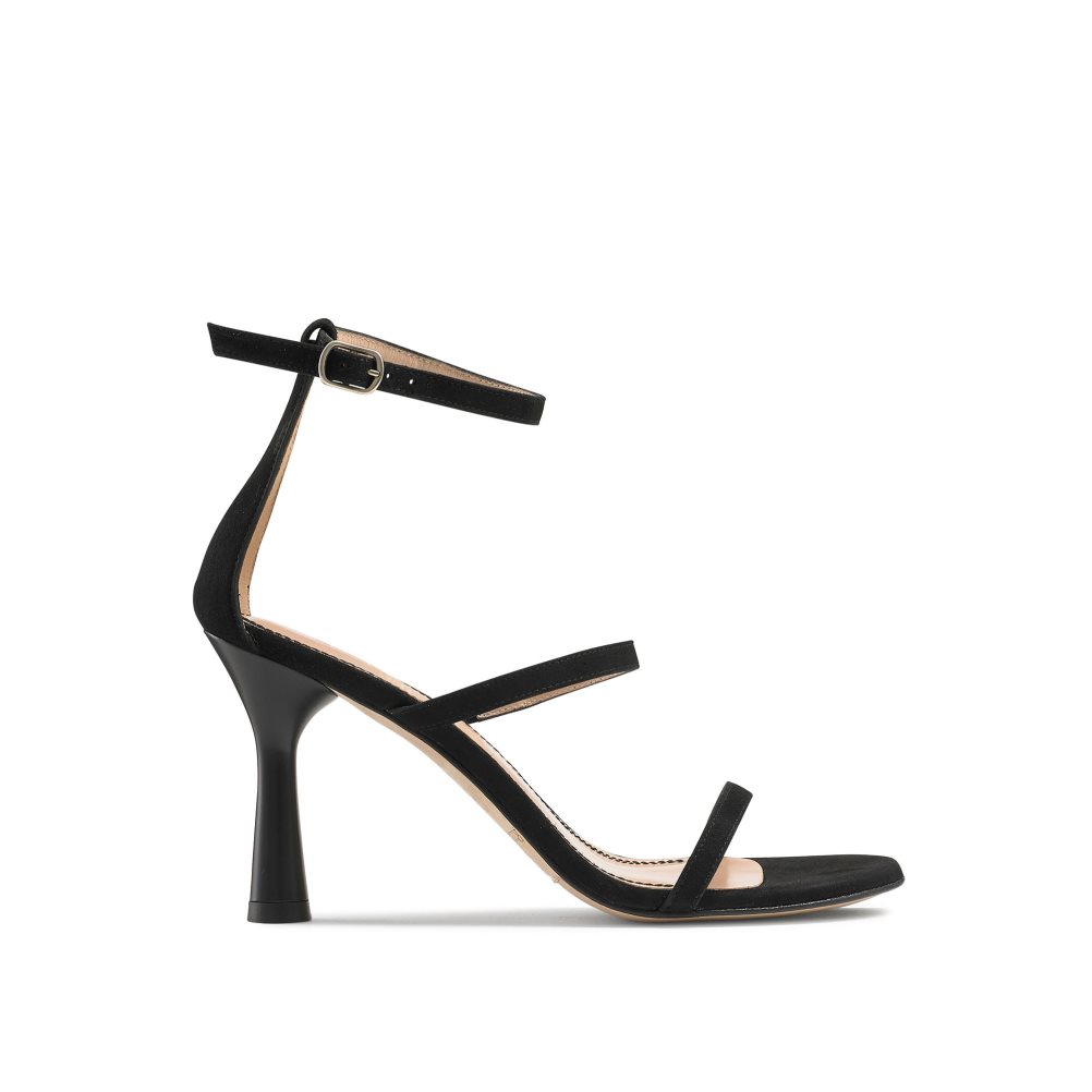 Black Russell And Bromley Chopsticks Triple Strap Women\'s Heels Sandals | CA-0741S