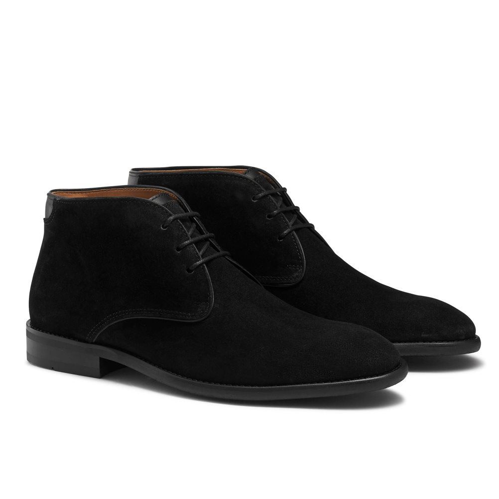 Black Russell And Bromley Classic Men's Desert Boots | CA-8214Z