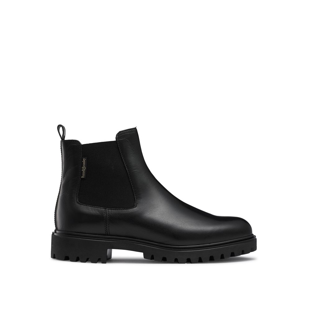 Black Russell And Bromley Cleated Sole Women\'s Chelsea Boots | CA-4863Y